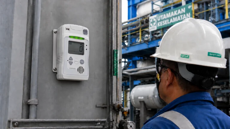 Environment monitoring device installed inside an industrial facility